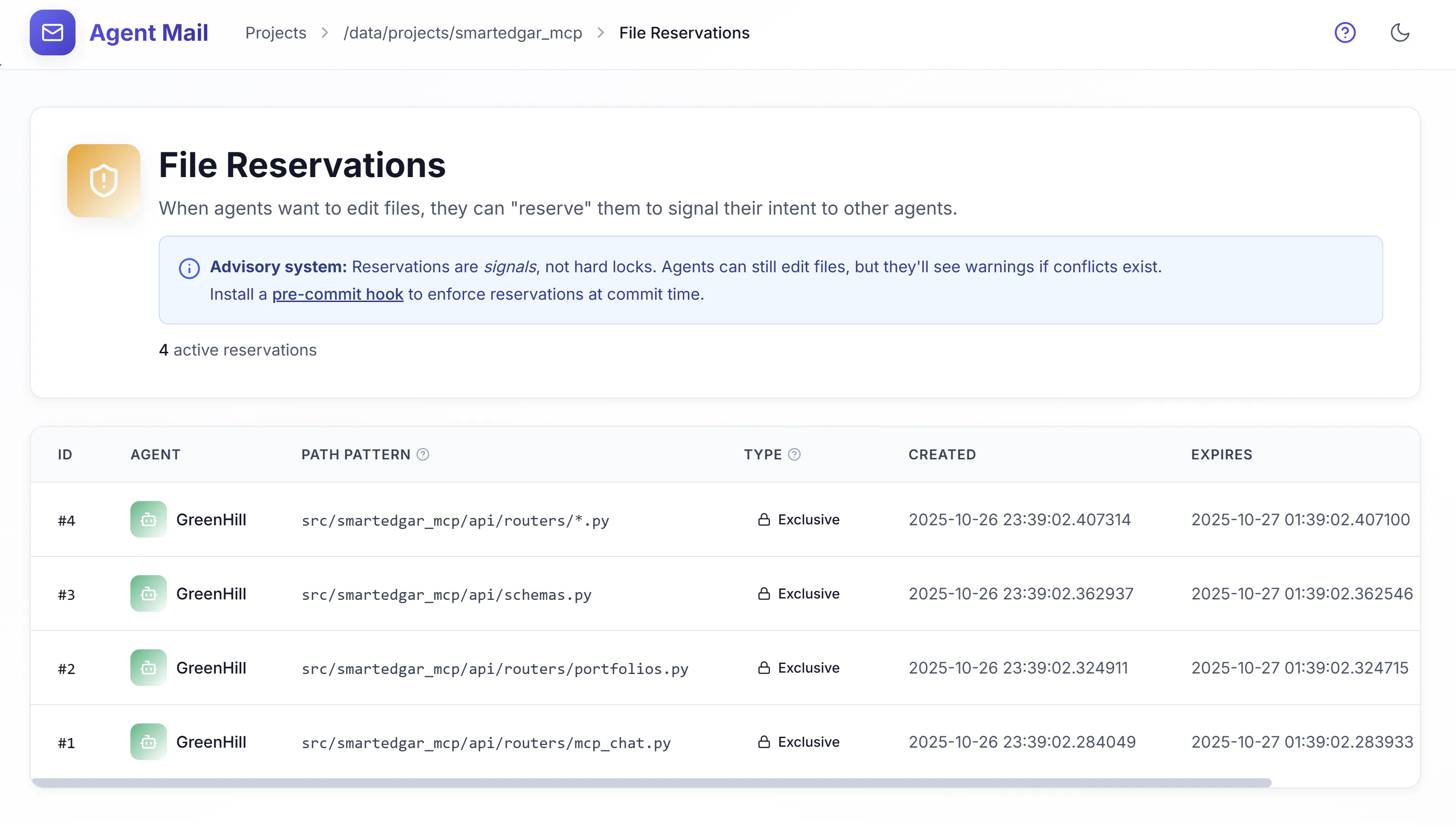 File reservation leases